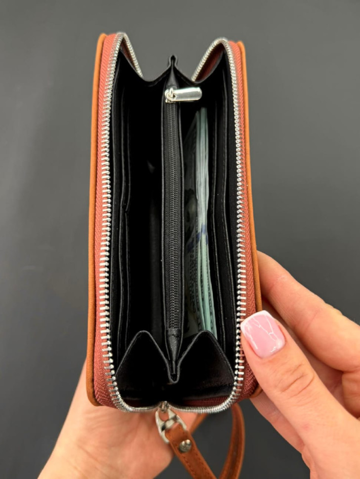 Шкіряний клатч-гаманець із натуральної шкіри Crazy Horse (світло коричневий)