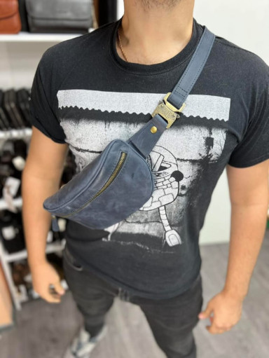 Newery Blue Leather Waist Bag N40298KB