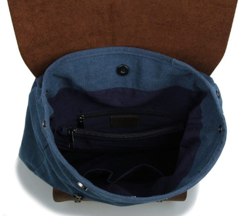 Мілітарі рюкзак: шкіра і парусина в синьому кольорі 9001K John McDee