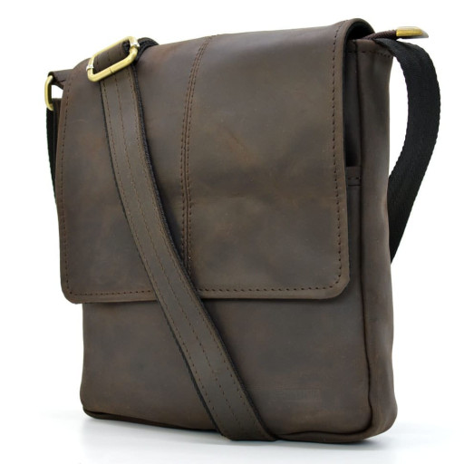 Чоловіча шкіряна сумка A5 через плече RC-1301-3md TARWA з клапаном коричнева