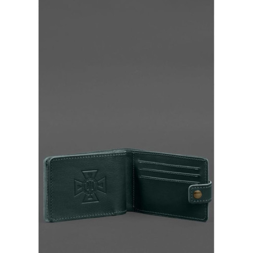 Шкіряна обкладинка-портмоне на посвідчення ДСНС зелена