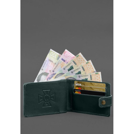 Шкіряна обкладинка-портмоне на посвідчення ДСНС зелена