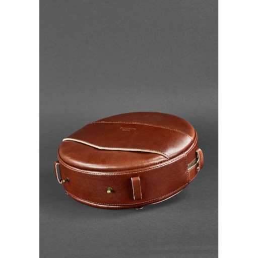 Шкіряна жіноча кругла сумка-рюкзак Maxi світло-коричнева