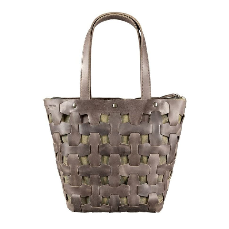Women's leather woven bag Puzzle L dark brown Crazy Horse