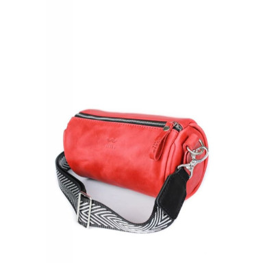 Cylinder leather crossbody bag red vintage