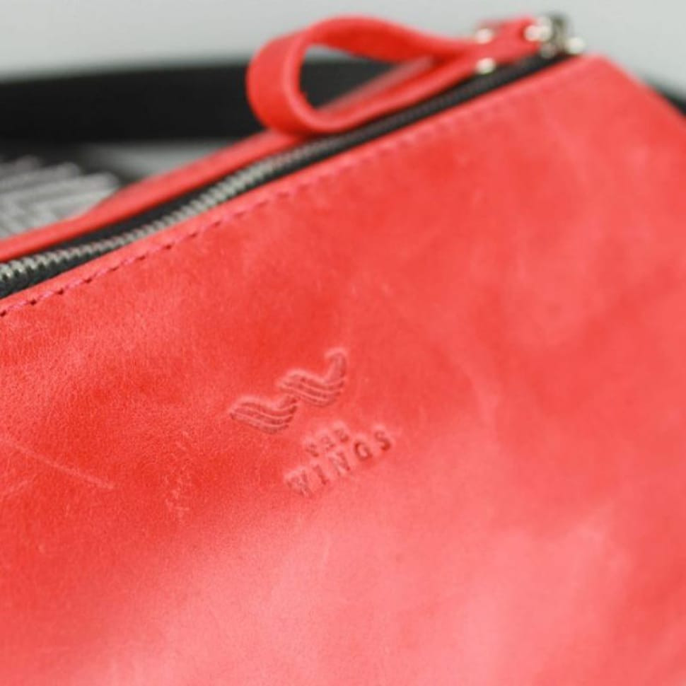 Cylinder leather crossbody bag red vintage