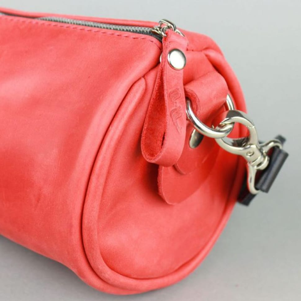 Cylinder leather crossbody bag red vintage