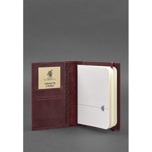 Шкіряна обкладинка для паспорта 2.0 бордова Карбон