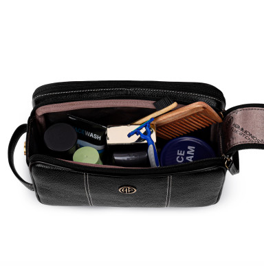 Hammonds Flycatcher TC4002 Black Leather Toiletry Bag