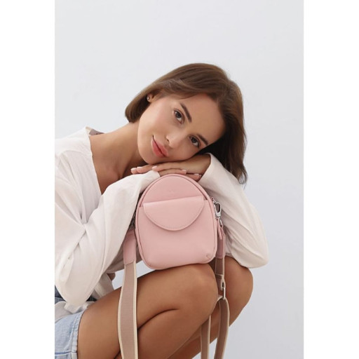 Шкіряна жіноча міні-сумка Kroha рожевий краст