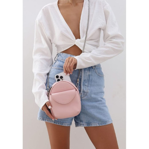 Шкіряна жіноча міні-сумка Kroha рожевий краст
