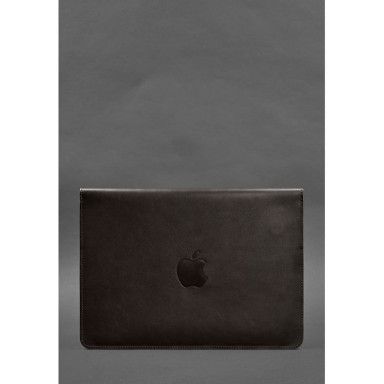 Кожаный чехол-конверт на магнитах для MacBook 14 Темно-коричневый