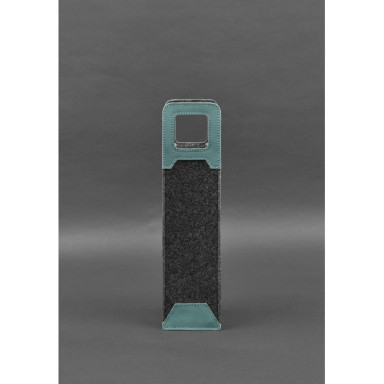 Чехол для вина 1.0 из фетра с кожаными вставками бирюзовый Краст