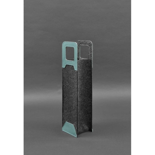 Чохол для вина 1.0 із фетру зі шкіряними вставками бірюзовий Краст