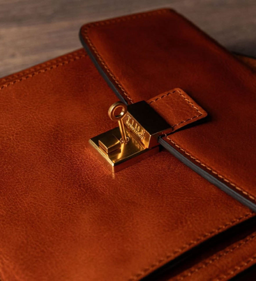 Маленький шкіряний портфель барсетка - Walden - коньячний Time Resistance 5225301