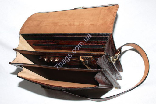 Діловий чоловічий портфель зі шкіри з тисненням Kroko