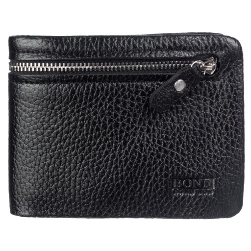 Шкіряне портмоне BOND 502-281 чорний флотар