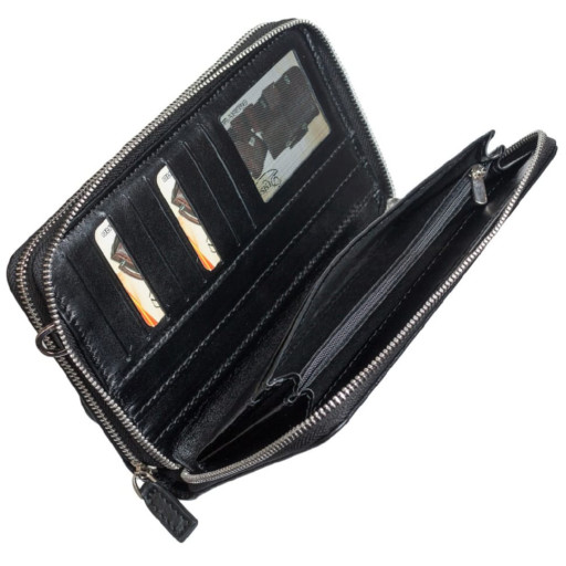 Барсетка шкіряна кистьова DESISAN 256-1 чорний гладкий