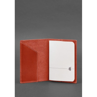 Coral leather passport cover with Ukrainian coat of arms