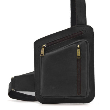 Leather chest bag, horse leather sling backpack TARWA RA-235-3md