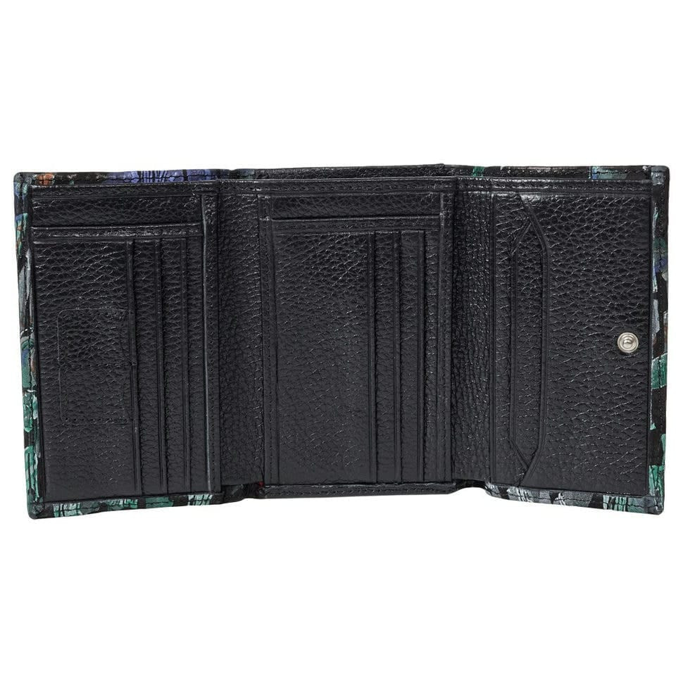 Кошелек женский кожа Desisan 305-889 черно-зеленые цветы