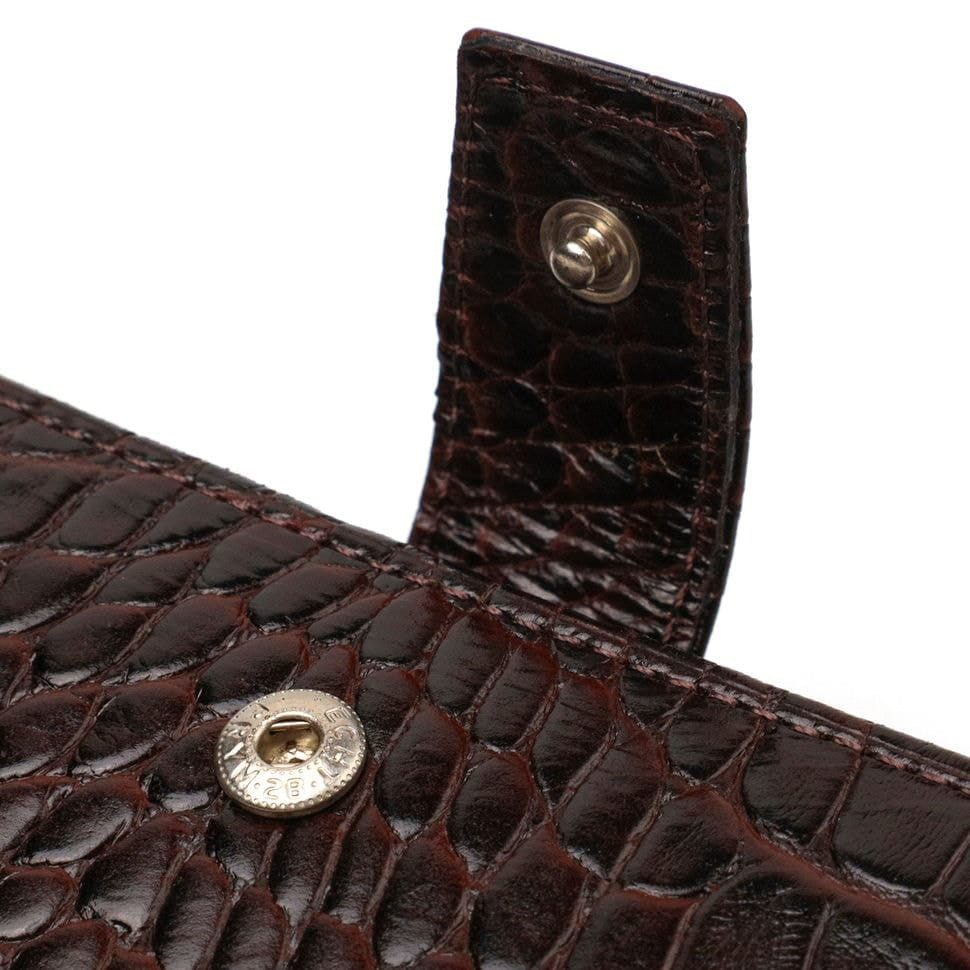 Класичний вертикальний чоловічий портмоне середнього розміру з натуральної шкіри з тисненням під крокодила CANPELLINI 21733