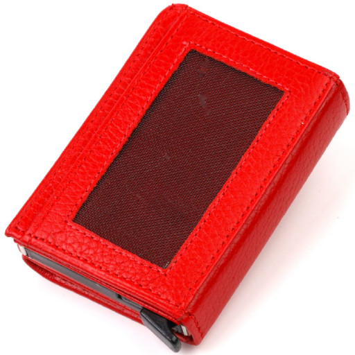 Жіночий картхолдер у три складання з автоматичним механізмом з натуральної шкіри флотар CANPELLINI 21933 Червоний