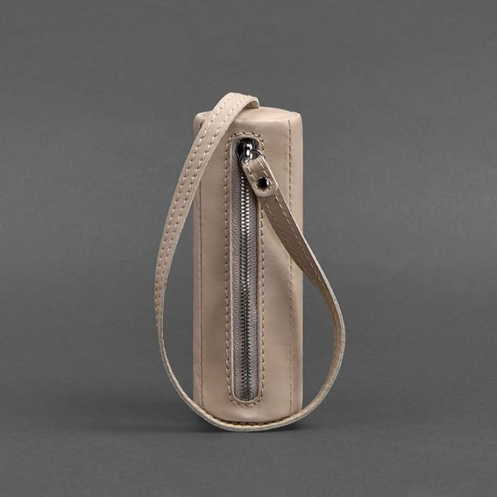 Женская кожаная женская ключница 3.0 Тубус светло-бежевая краст