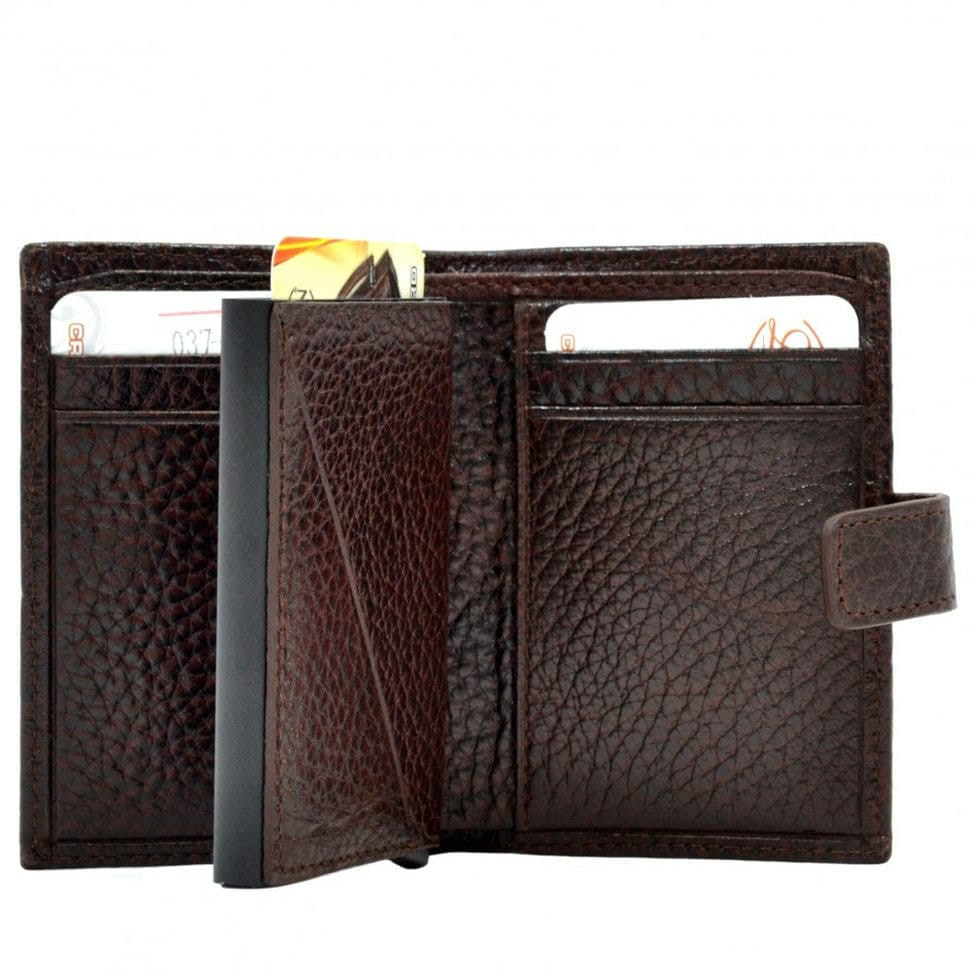 Візитниця із відділенням для купюр шкіряна Desisan 037-019 коричневий флотар