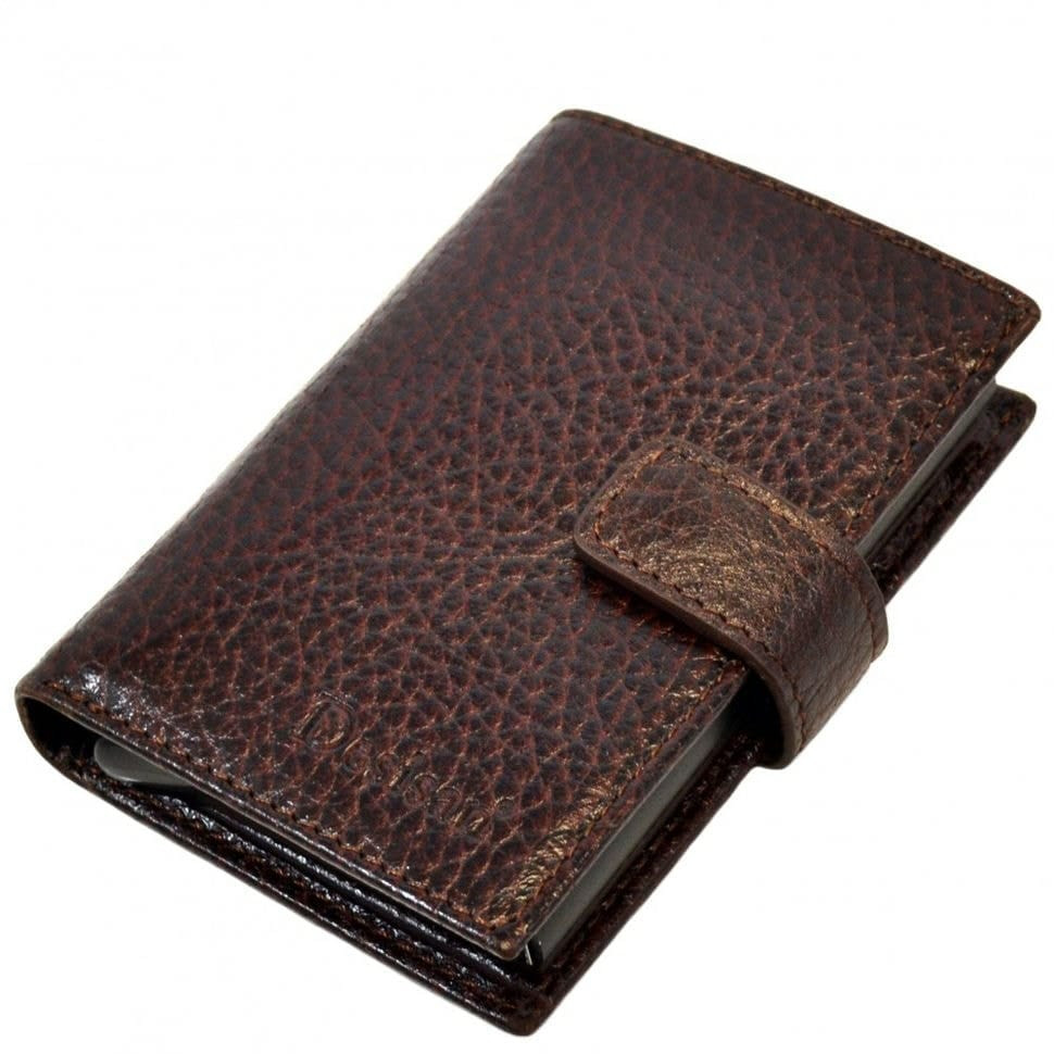 Візитниця із відділенням для купюр шкіряна Desisan 037-019 коричневий флотар