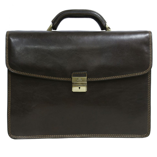 Шкіряний портфель Italico 8009 moro коричневий Tony Perotti