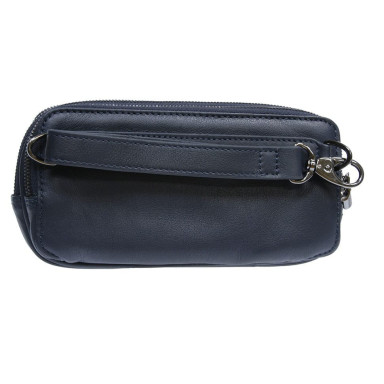 Leather clutch bag Newcontatto 6168 navy blue