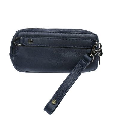 Leather clutch bag Newcontatto 6168 navy blue