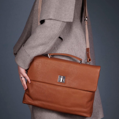 Leather briefcase Contatto 9160-35 rosso red