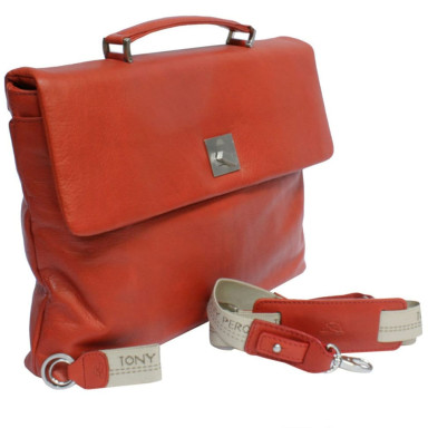 Leather briefcase Contatto 9160-35 rosso red