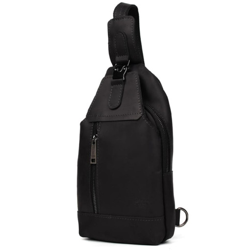 Чоловічий рюкзак слінг шкіряний чорний TARWA RA-0116-3md