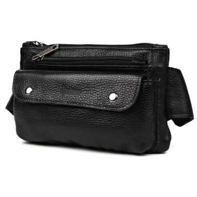 Belt bag made of genuine leather, banana FA-8136-3md TARWA black flotar