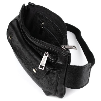 Belt bag made of genuine leather, banana FA-8136-3md TARWA black flotar