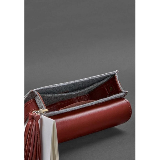 Фетрова жіноча бохо-сумка Лілу зі шкіряними бордовими вставками