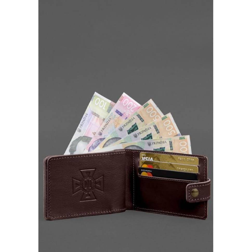 Шкіряна обкладинка-портмоне на посвідчення ДСНС бордова