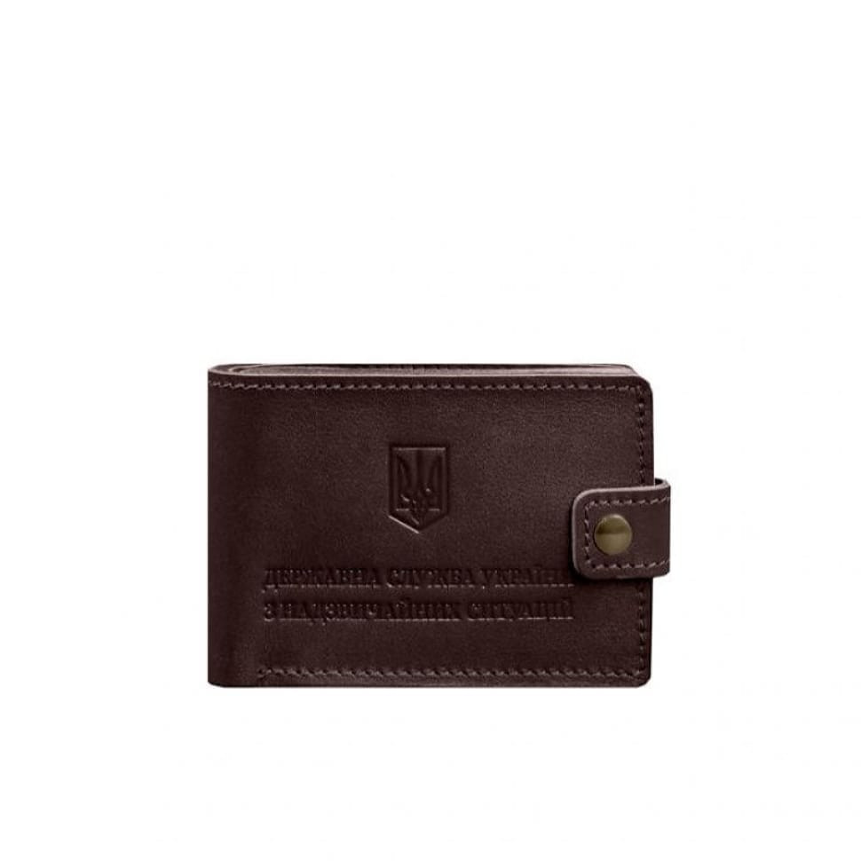 Шкіряна обкладинка-портмоне на посвідчення ДСНС бордова