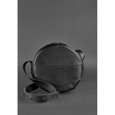 Women's leather round bag-backpack Maxi black