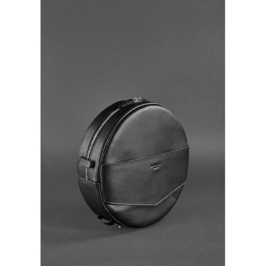 Women's leather round bag-backpack Maxi black