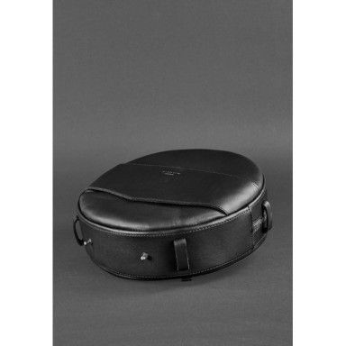 Women's leather round bag-backpack Maxi black