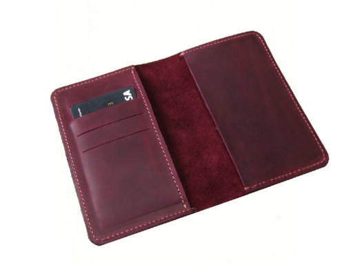 Обкладинка для паспорта BGS шкіряна бордова BGS3278