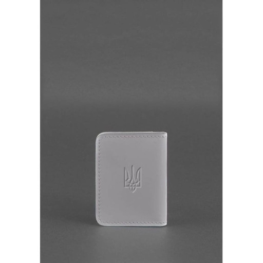 Шкіряна обкладинка для ID-паспорта та прав водія 4.1 Сіра з гербом
