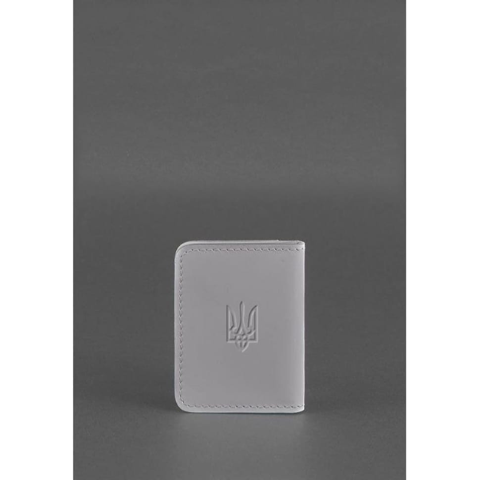 Шкіряна обкладинка для ID-паспорта та прав водія 4.1 Сіра з гербом