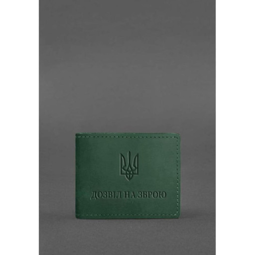 Шкіряна обкладинка для дозволу на зброю зелена Crazy Horse