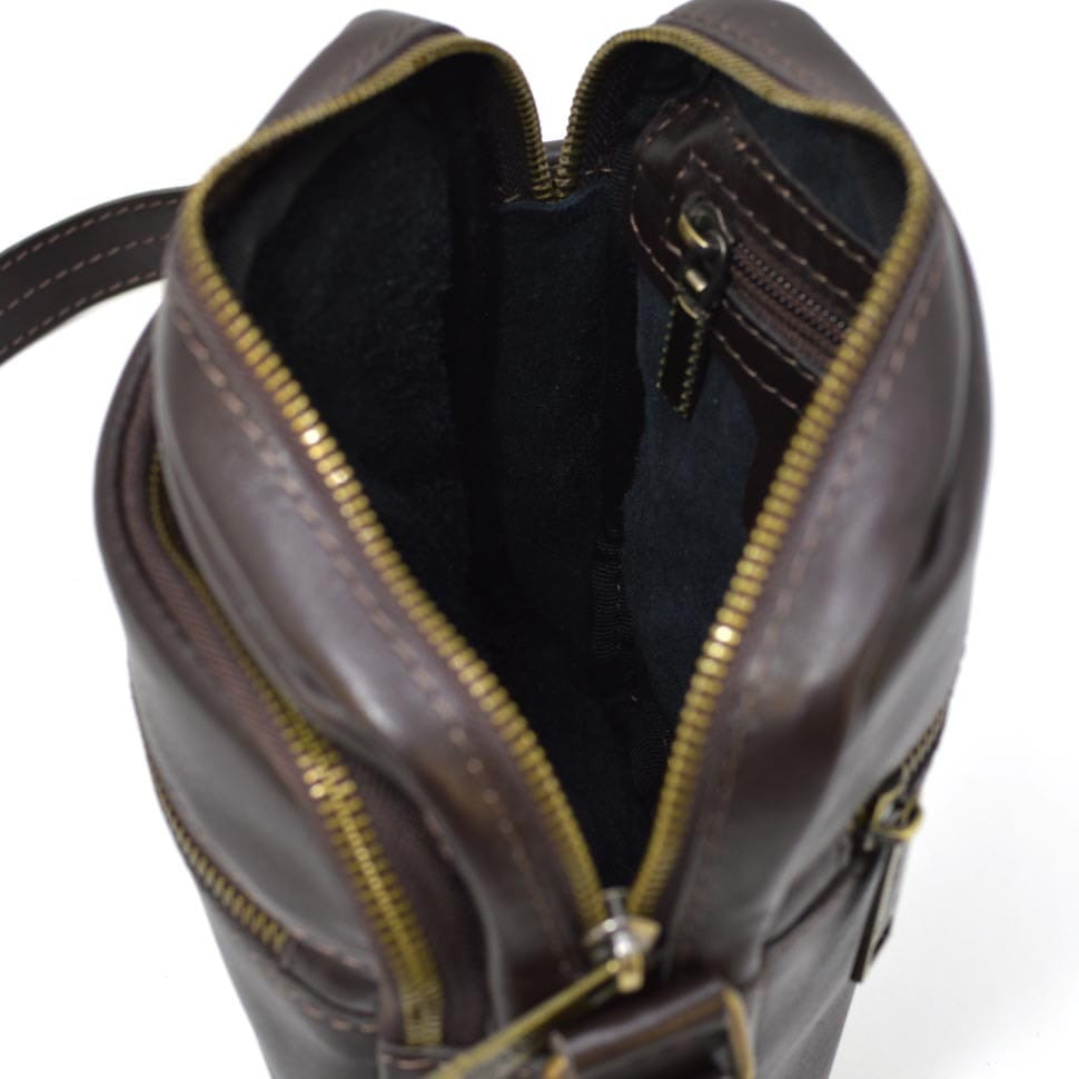Mens leather shoulder bag brown GC-8086-1md TARWA leather inside