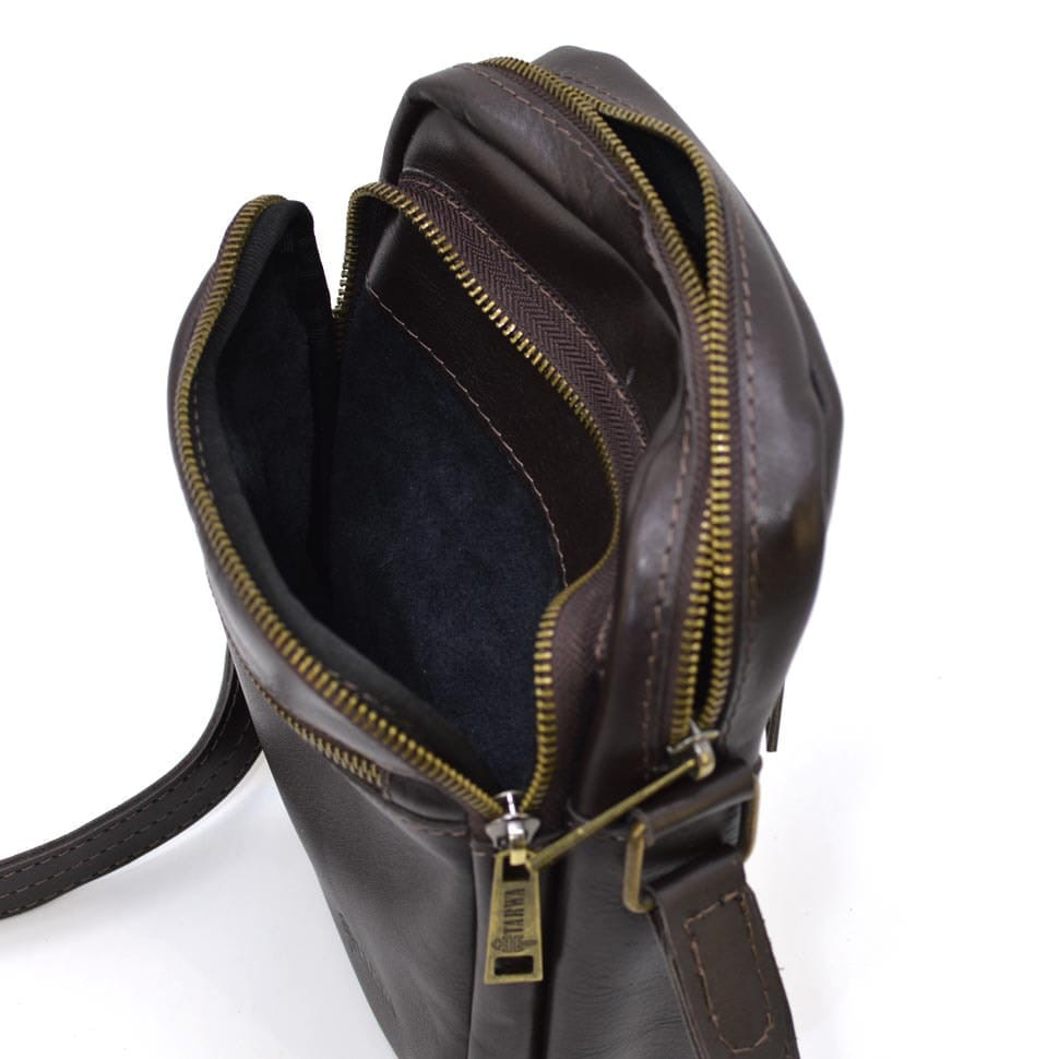Mens leather shoulder bag brown GC-8086-1md TARWA leather inside